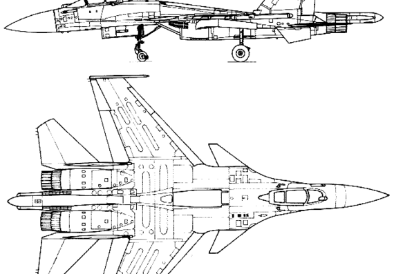 Самолет М Su-35 Flanker E - чертежи, габариты, рисунки