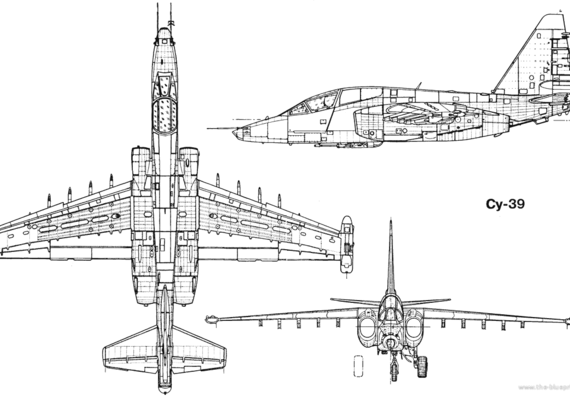 Самолет М Su-39 'Frogfoot' - чертежи, габариты, рисунки