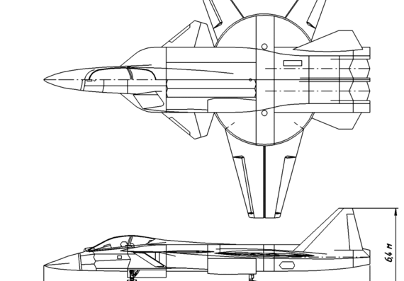 Самолет М Su-41 (multifunctional interceptor project) - чертежи, габариты, рисунки