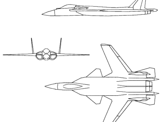Самолет М Su-47 Berkut - чертежи, габариты, рисунки