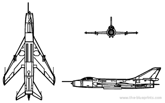 Самолет М Su-7B Fitter - чертежи, габариты, рисунки