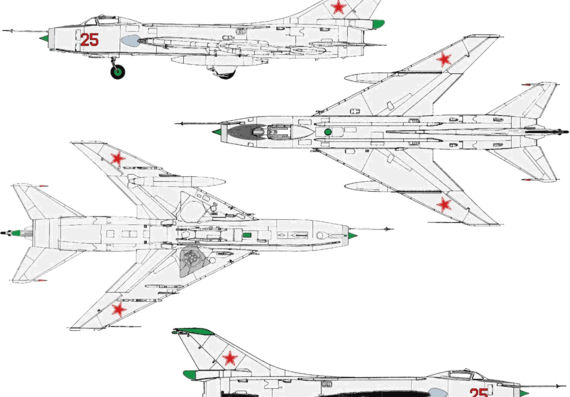 Самолет М Su-7 BKL - чертежи, габариты, рисунки