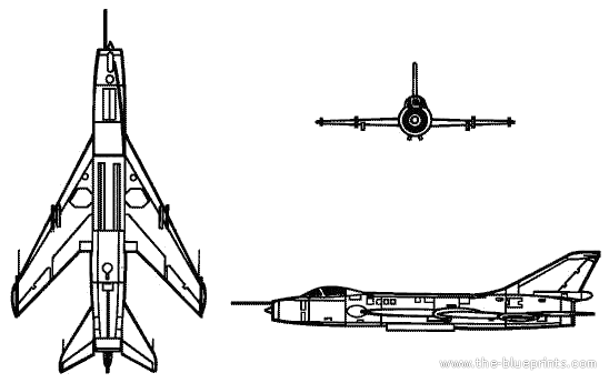 Самолет М Su-7 Fitter A - чертежи, габариты, рисунки