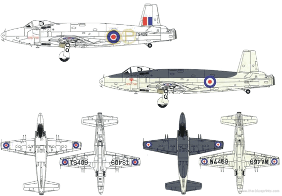 Supermarine Attacker aircraft - drawings, dimensions, figures