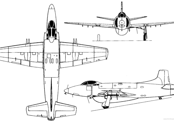 Самолет Supermarine Attacker (England) (1946) - чертежи, габариты, рисунки