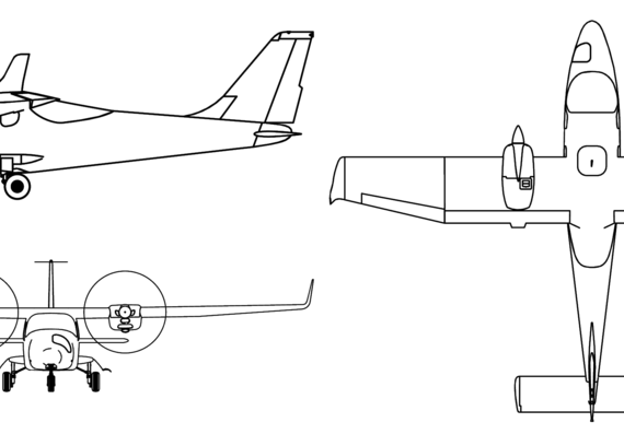 Самолет Tecnam P-2006T - чертежи, габариты, рисунки