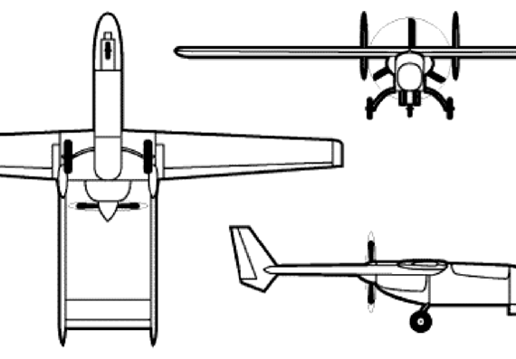 Самолет Teledyne Ryan Model 410 - чертежи, габариты, рисунки