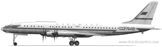 Самолет Туполев Tu-114 - чертежи, габариты, рисунки