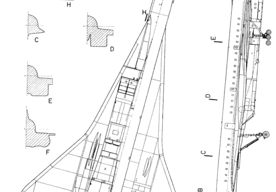 Tupolev Tu-144 aircraft - drawings, dimensions, figures