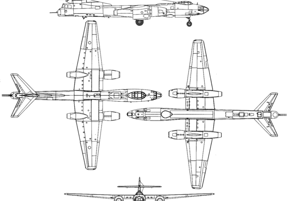 Самолет Туполев Tu-14 (Bosun) - чертежи, габариты, рисунки