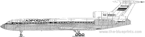 Самолет Туполев Tu-154M - чертежи, габариты, рисунки