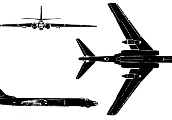Самолет Туполев Tu-16 Type 39 Badger - чертежи, габариты, рисунки
