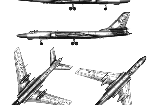 Самолет Туполев Tu-16k-10 Badger C - чертежи, габариты, рисунки