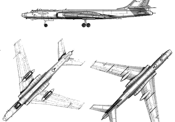 Самолет Туполев Tu-16k-26 Badger - чертежи, габариты, рисунки