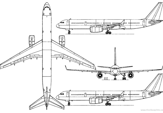 Самолет Туполев Tu-204 - чертежи, габариты, рисунки