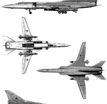 Aircraft Tupolev Tu-22M2 Backfire B - drawings, dimensions, figures
