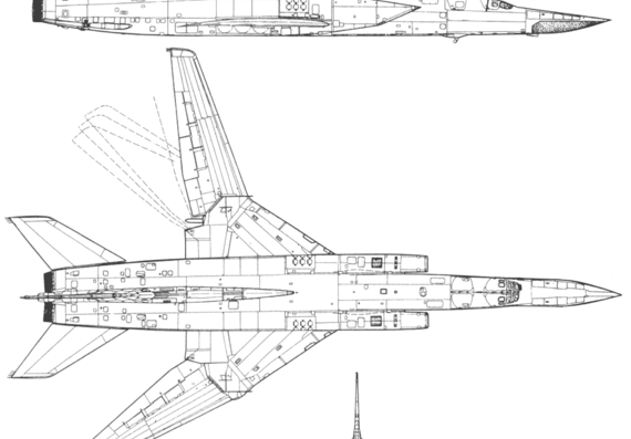 Самолет Туполев Tu-22M3 Backfire - чертежи, габариты, рисунки
