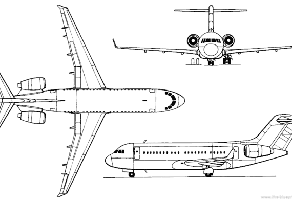 Самолет Туполев Tu-334 - чертежи, габариты, рисунки