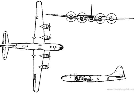 Самолет Туполев Tu-4 - чертежи, габариты, рисунки