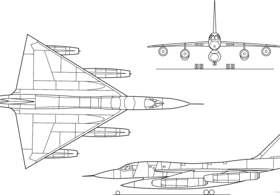 Самолет UH AC B-58 Hustler - чертежи, габариты, рисунки