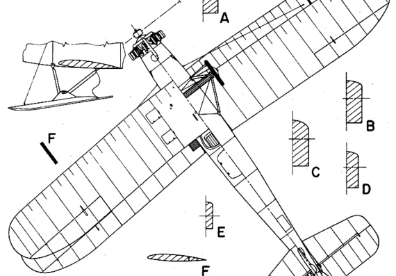 Udet U-12A Flamingo aircraft - drawings, dimensions, figures