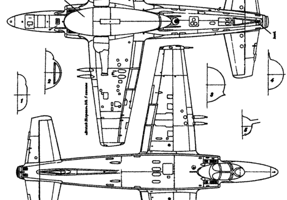 Самолет Vickers Supermarine 398 Attacker - чертежи, габариты, рисунки