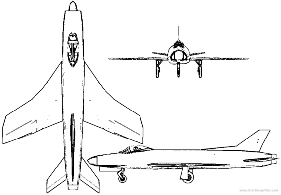 Самолет Vickers Supermarine 545 - чертежи, габариты, рисунки