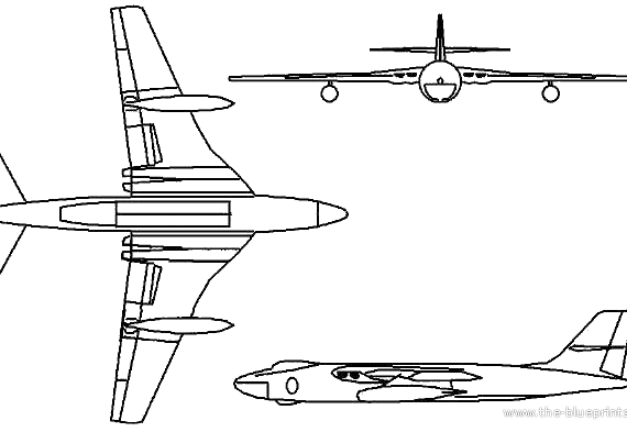 Самолет Vickers Valiant - чертежи, габариты, рисунки
