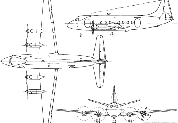 Самолет Vickers Viscount (England) (1948) - чертежи, габариты, рисунки