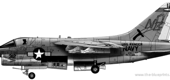 Самолет Vought A-7A Corsair II - чертежи, габариты, рисунки