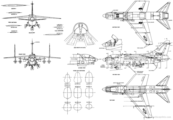 Самолет Vought A-7D - чертежи, габариты, рисунки