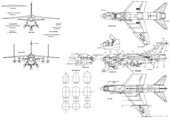 Самолет Vought A-7E - чертежи, габариты, рисунки