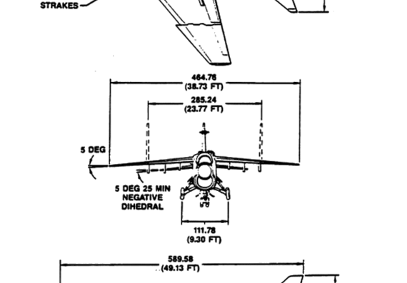 Самолет Vought A-7F - чертежи, габариты, рисунки