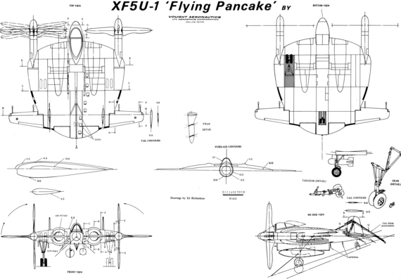 Vought F-5U aircraft - drawings, dimensions, figures