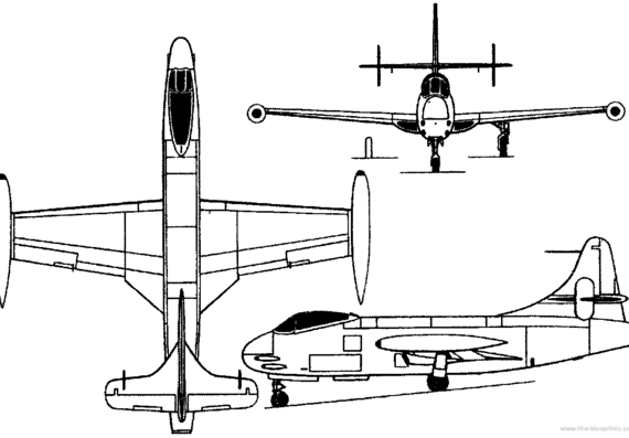 Самолет Vought F-6U Pirate (USA) (1946) - чертежи, габариты, рисунки