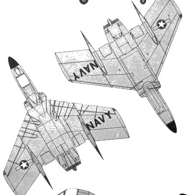 Vought F-7U-3 Cutlass aircraft - drawings, dimensions, figures