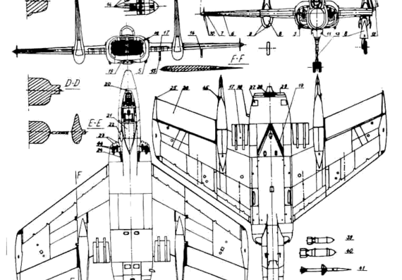 Vought F-7U Cutlass aircraft - drawings, dimensions, figures