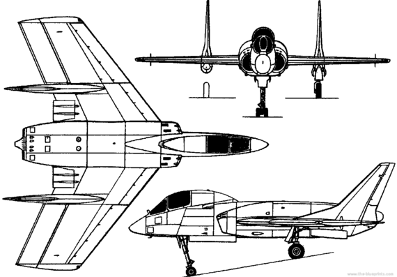 Самолет Vought F-7U Cutlass (USA) (1948) - чертежи, габариты, рисунки