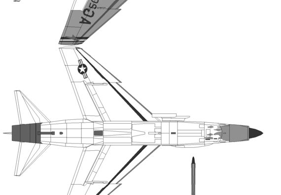 Самолет Vought F-8E Crusader - чертежи, габариты, рисунки
