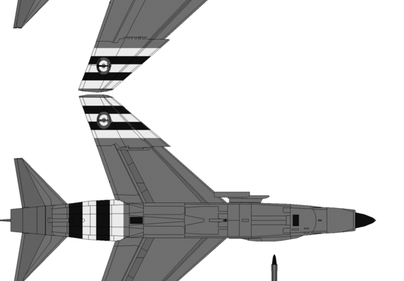 Самолет Vought F-8E Crusader French - чертежи, габариты, рисунки