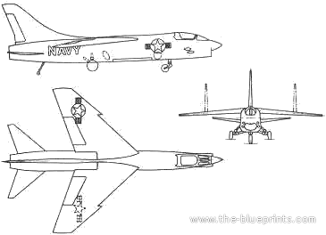 Самолет Vought F-8F Crusader - чертежи, габариты, рисунки