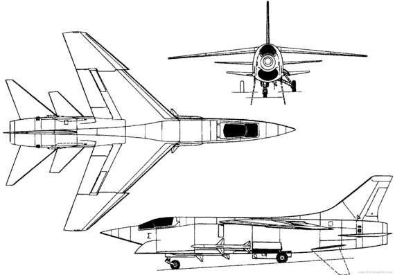 Самолет Vought F-8U-3 (USA) (1958) - чертежи, габариты, рисунки
