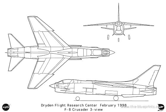 Самолет Vought F-8 Crusader - чертежи, габариты, рисунки