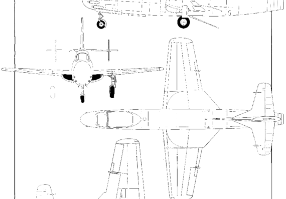 Самолет Vought F6U Pirate - чертежи, габариты, рисунки