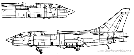 Самолет Vought RF-8 Crusader - чертежи, габариты, рисунки