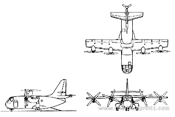 Vought XC-142A aircraft - drawings, dimensions, figures