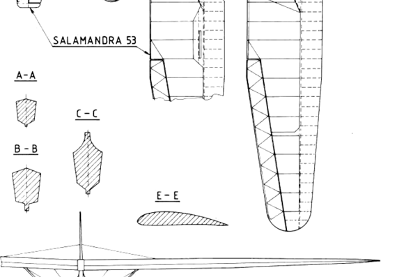Самолет WWS-1 Salamandra - чертежи, габариты, рисунки