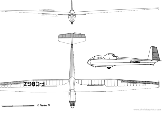 Самолет Wassmer Wa-20 Javelot - чертежи, габариты, рисунки