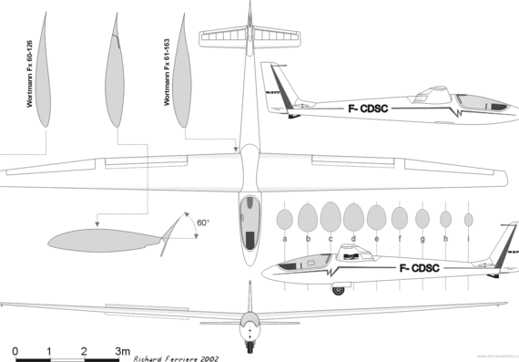 Wassmer Wa-26P Squale aircraft - drawings, dimensions, figures