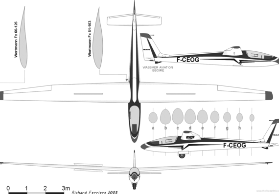 Самолет Wassmer Wa-28 Espadon - чертежи, габариты, рисунки